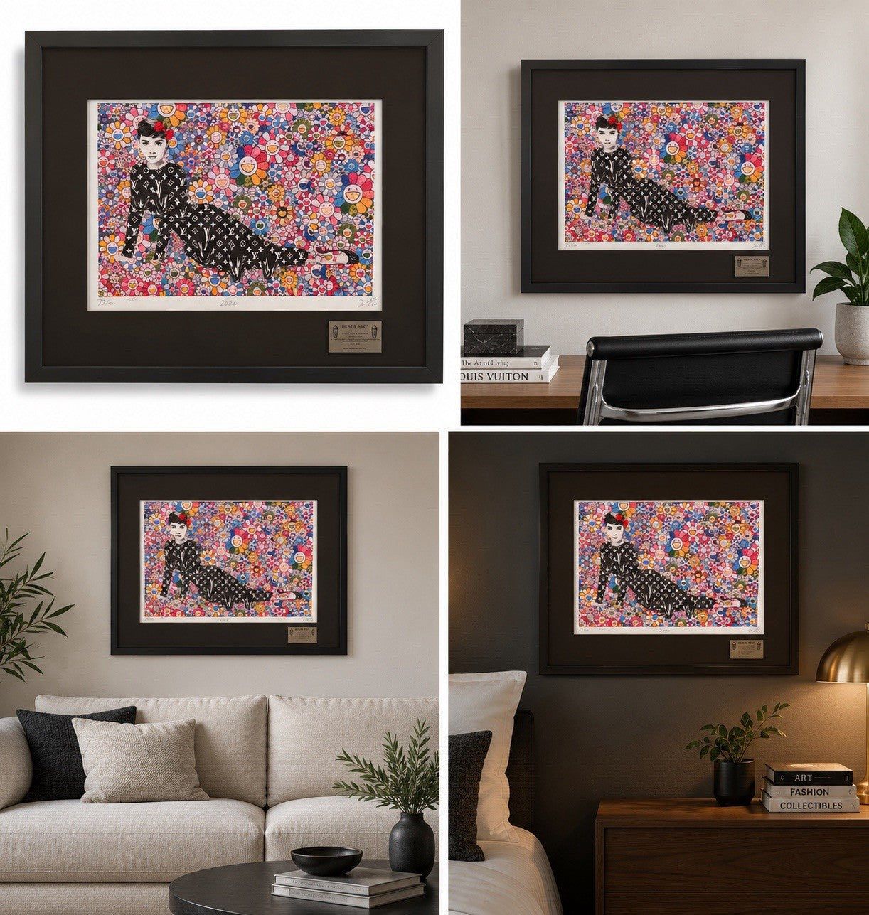 Death NYC Audrey Hepburn LV Murakami Flowers Signed 2020 Framed Pop Art