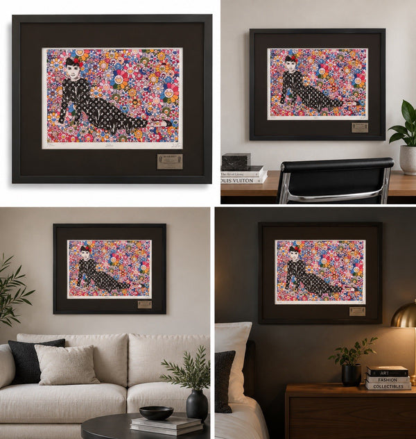 Death NYC Audrey Hepburn LV Murakami Flowers Signed 2020 Framed Pop Art