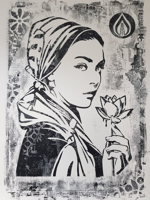 Shepard Fairey Natural Springs 2017 Signed 140/400 DAMAGED Stencil OBEY 18x24 — listing photograph 1