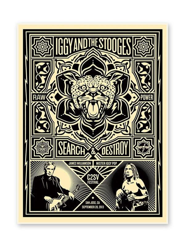 Shepard Fairey Iggy Pop & Stooges 2013 Signed Screen Print 18x24 Ed 450