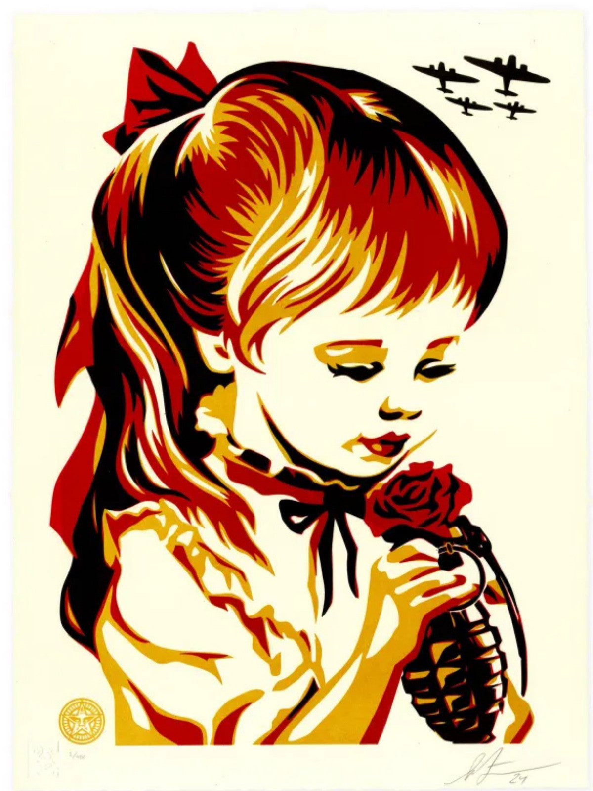 Shepard Fairey War By Numbers Grenade Girl Signed Numbered Letterpress 2024