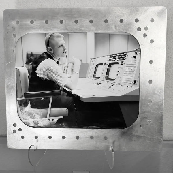 Apollo Mission Control NASA Photo 16x20 OOAK in Distressed Aluminum Frame