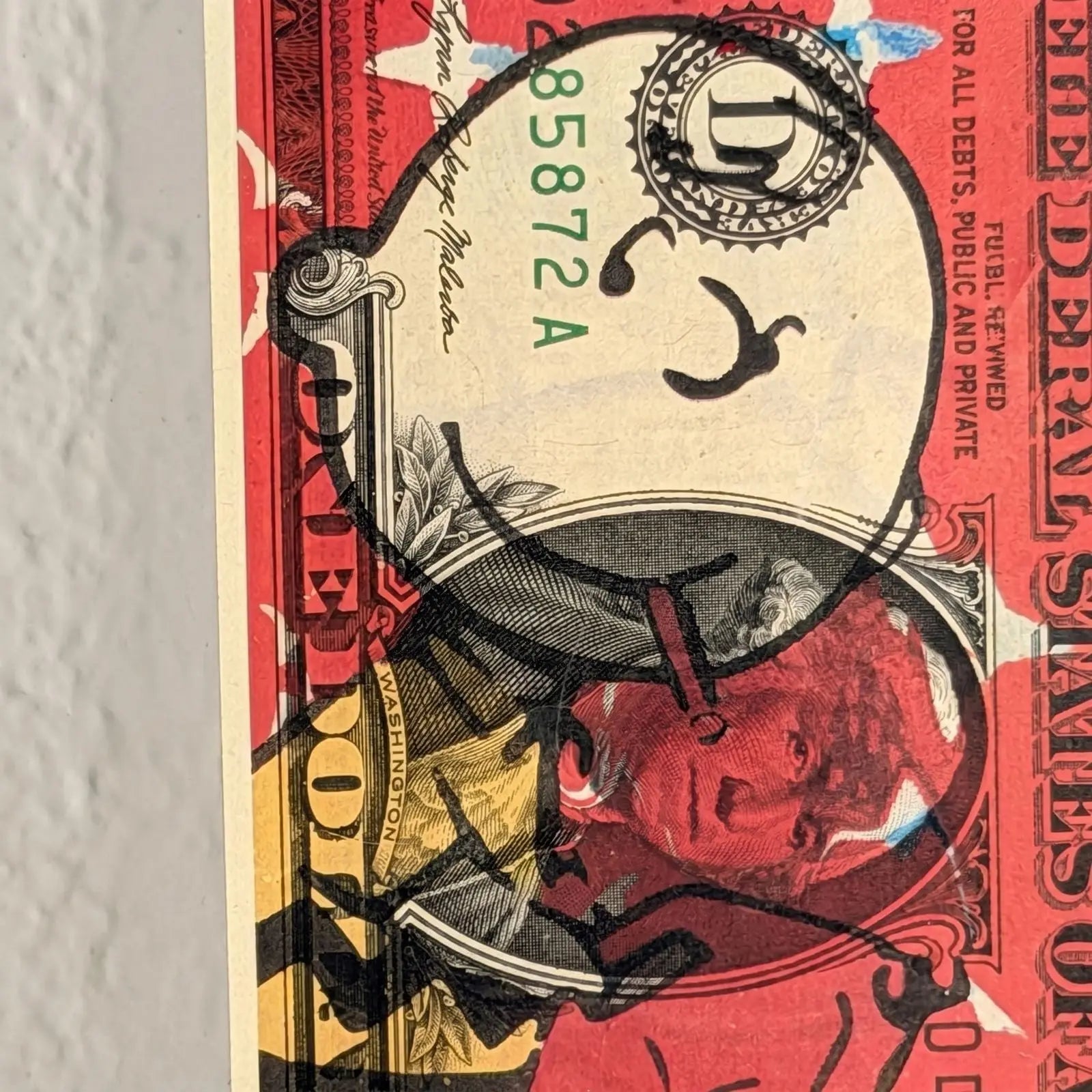 Charlie Brown Limited Edition Art on $1 Bill | Signed, Framed Print of 100