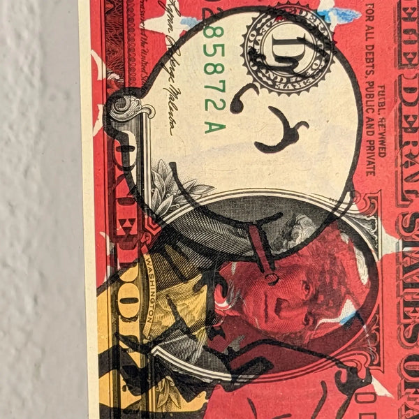 Charlie Brown Limited Edition Art on $1 Bill | Signed, Framed Print of 100