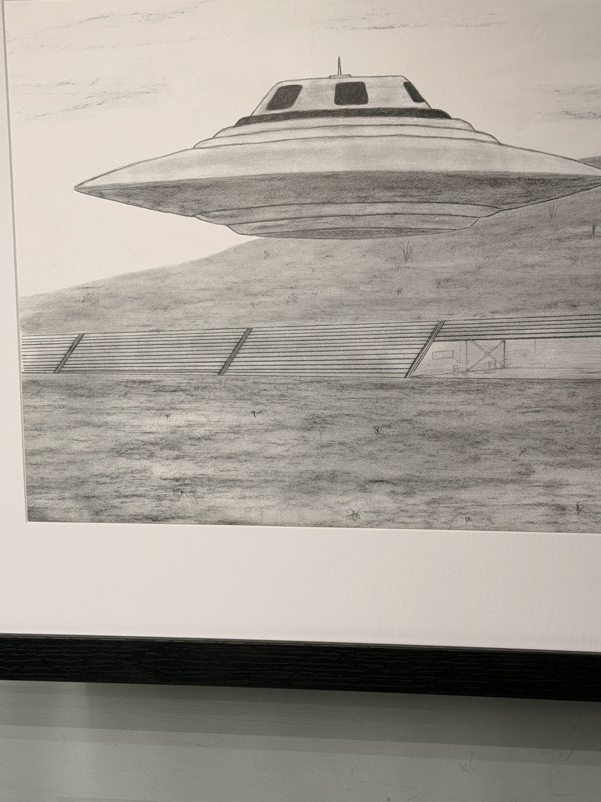 Bob Lazar Hand Signed Sport Model UFO Print Area 51 S-4 Framed 18x24