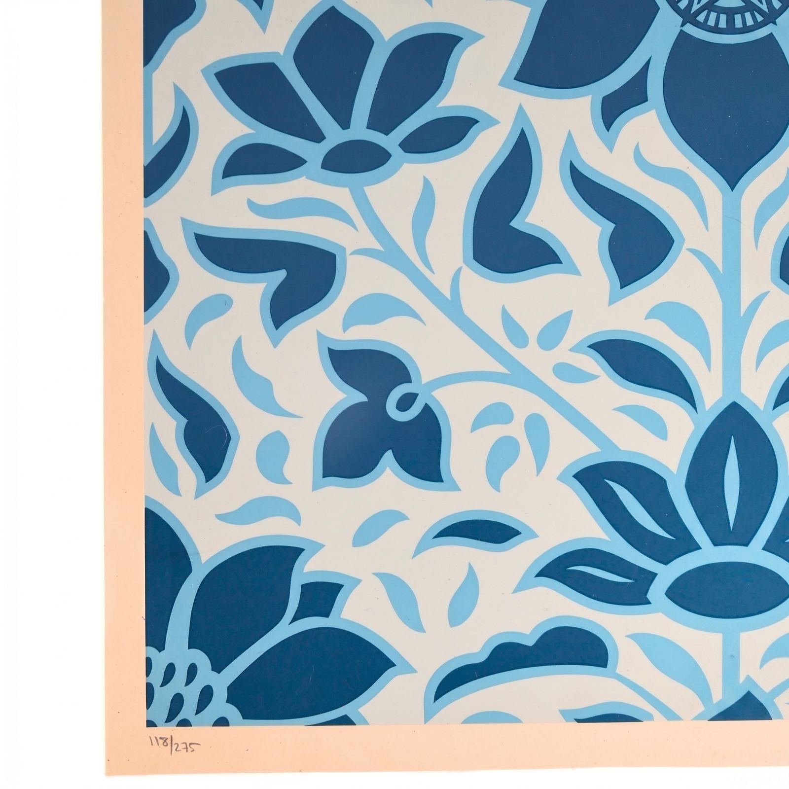 Shepard Fairey Signed Deco Floral Pattern (Blue) S/N Rare