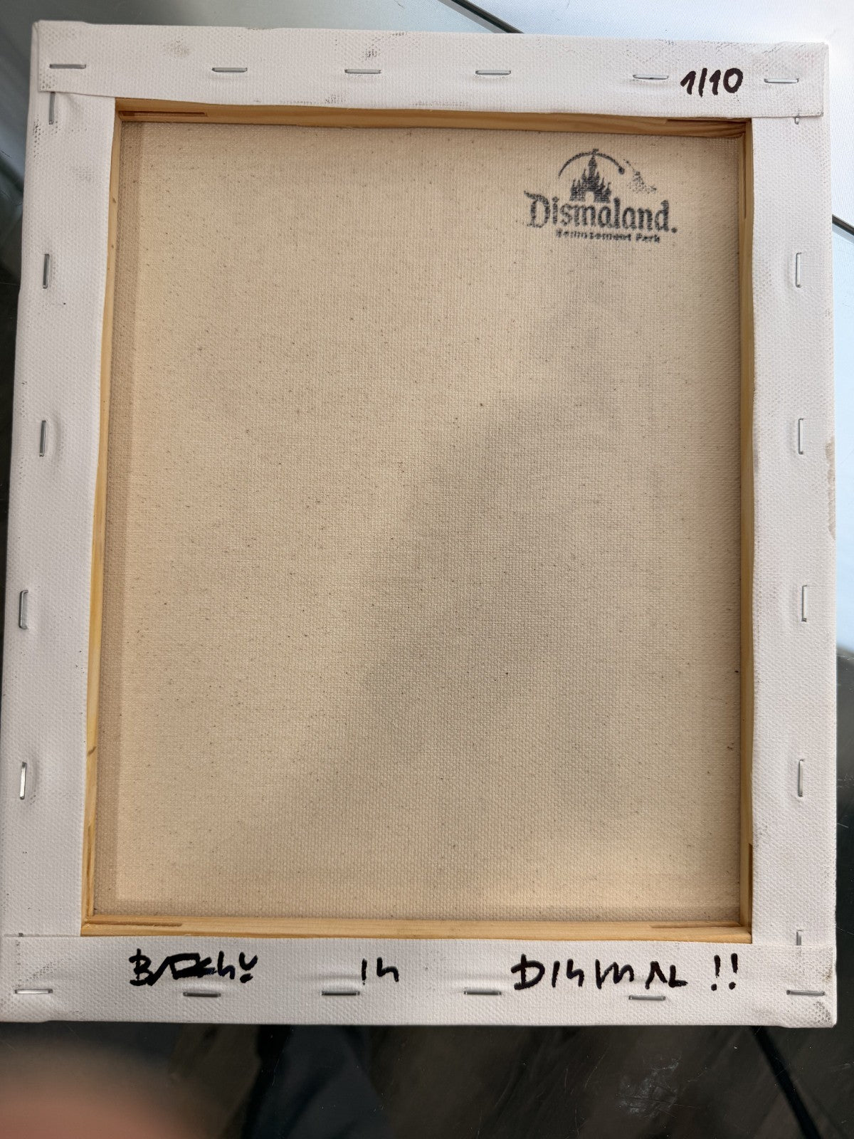 Dismaland 2015 Banksy Park Souvenir Stencil Canvas 1/10 Stamped + Ticket 10x12
