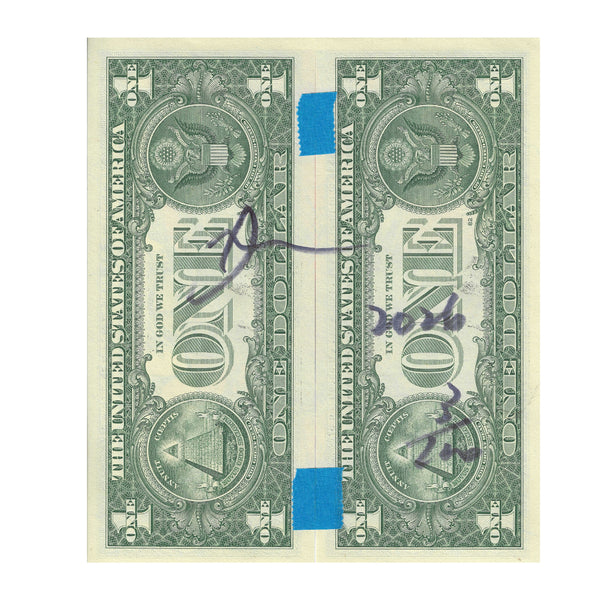 Death NYC Spider-Man LV Dollar Bill Art Signed Two Bills COA Unframed