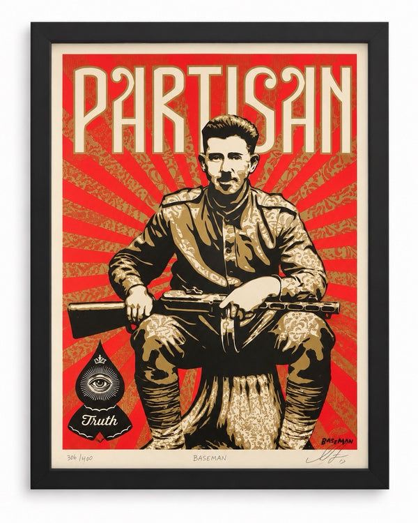 Shepard Fairey x Gary Baseman Partisan 2013 Co-Signed Print #306/400 Framed