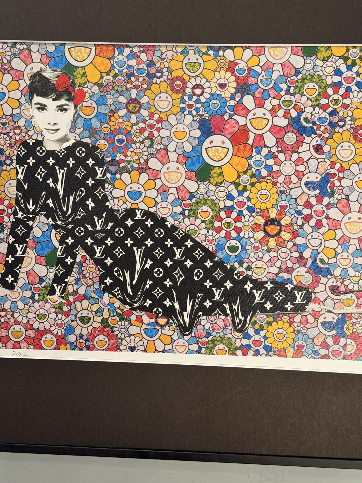 Marked Death NYC Audrey Hepburn Floral Pop Art Print Framed w Mounted COA Card