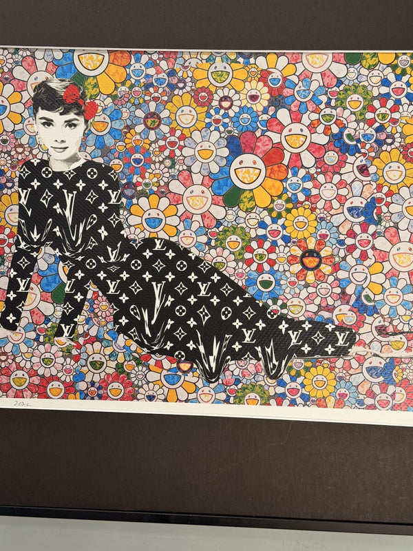 Marked Death NYC Audrey Hepburn Floral Pop Art Print Framed w Mounted COA Card