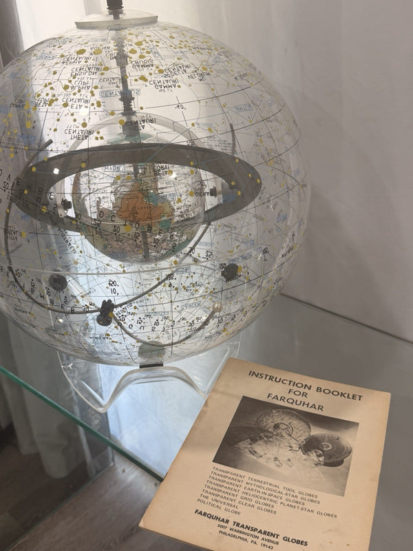 1977 Farquhar Earth in Space Transparent Celestial Globe 18" Horizon Ring