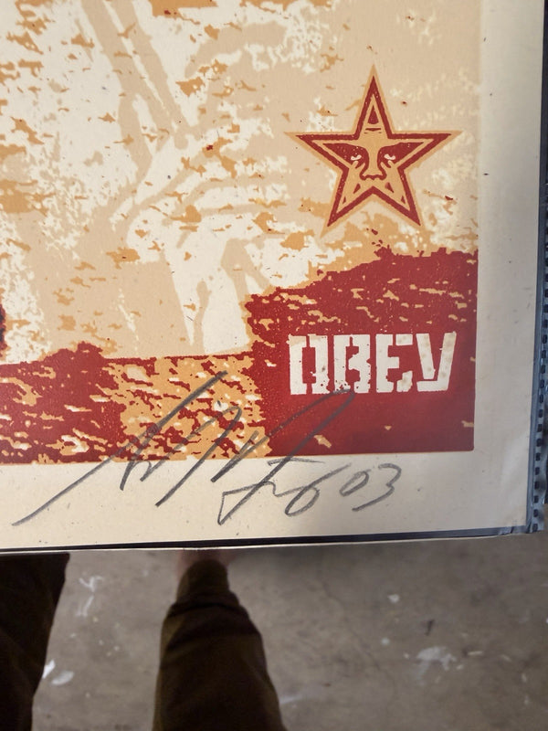 Shepard Fairey 2003 Signed  Angela Rough Print OBEY 18x24 Ed 300