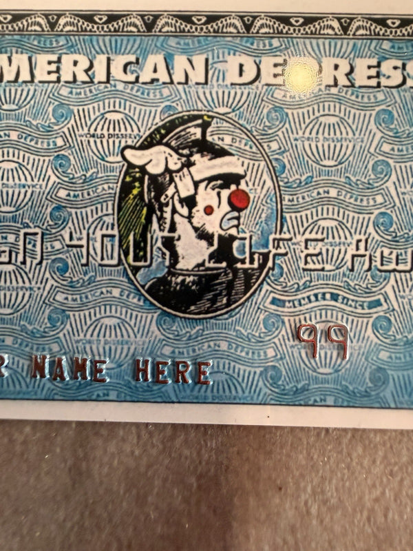 D*Face x Banksy "American Depress" Faux Credit Card Art, Dismaland 2015, Framed