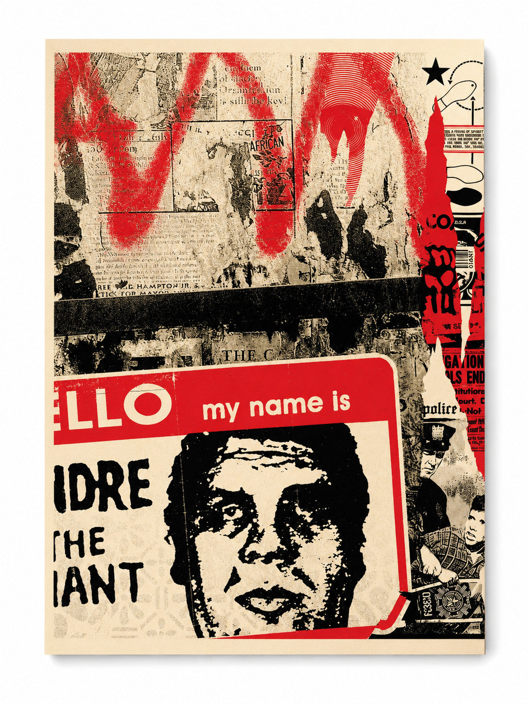 Shepard Fairey Hello My Name Is 2019 Signed Obey Andre Giant 18x24 Screen Print