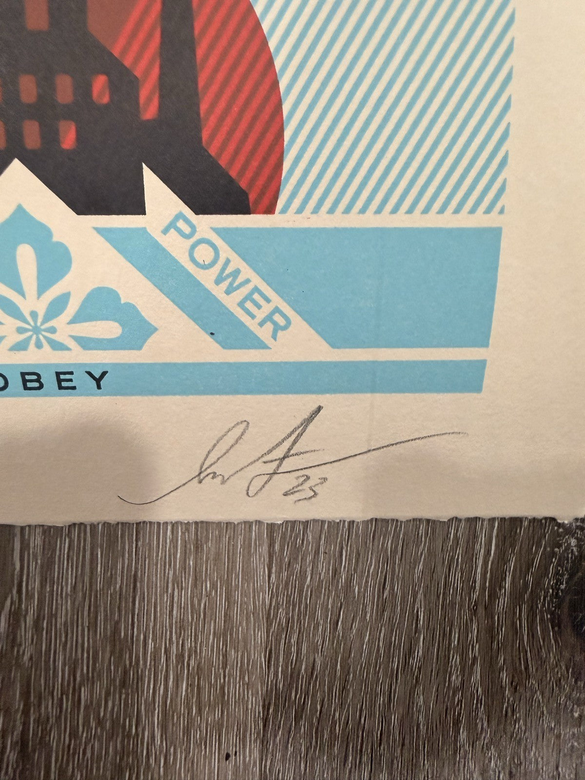 Shepard Fairey Green Power Factory Blue Signed Numbered 177/450 OBEY Print 2023