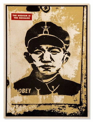 Shepard Fairey Chinese Stencil The Medium Is The Message Signed AP Obey 2000