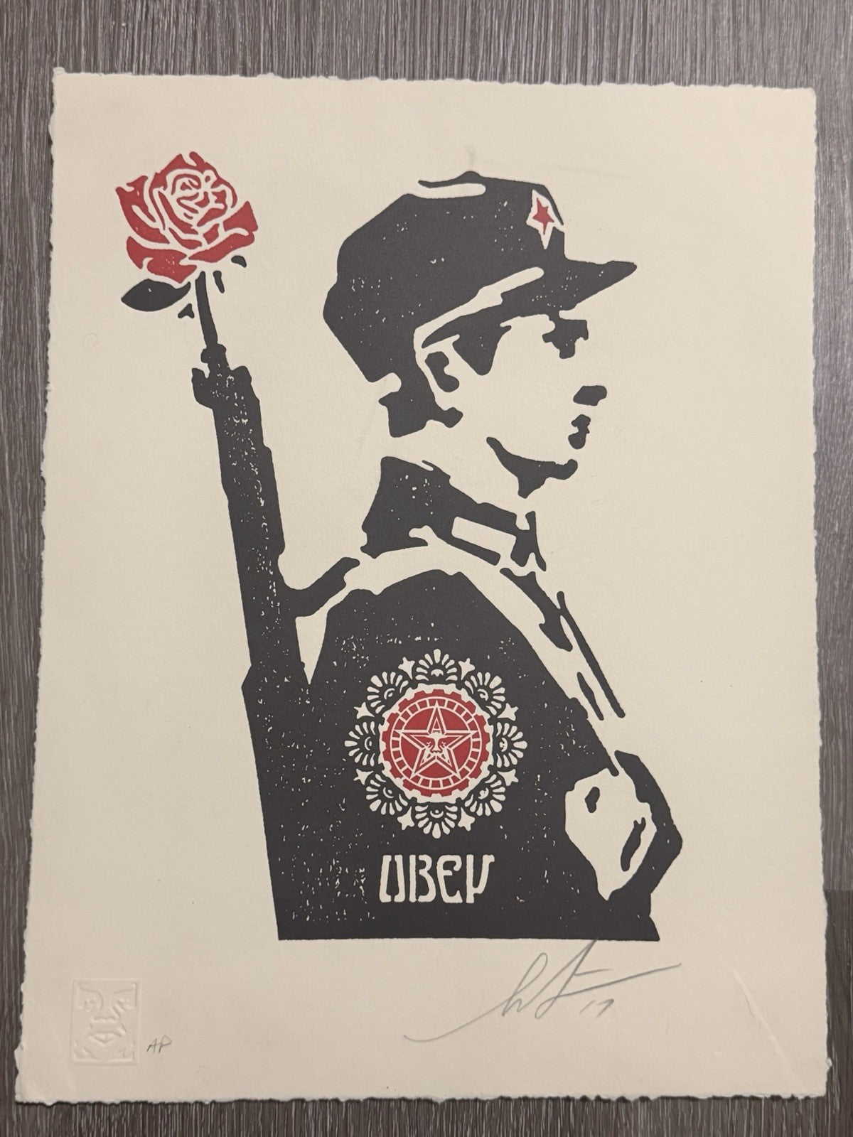 Shepard Fairey Obey Rose Soldier Letterpress 2017 Signed AP Artist Proof