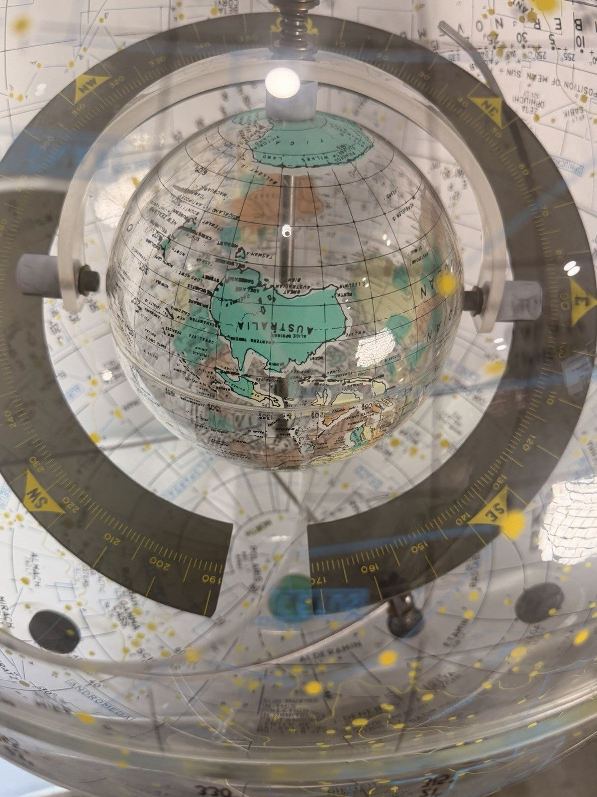 1977 Farquhar Earth in Space Transparent Celestial Globe 18" Horizon Ring