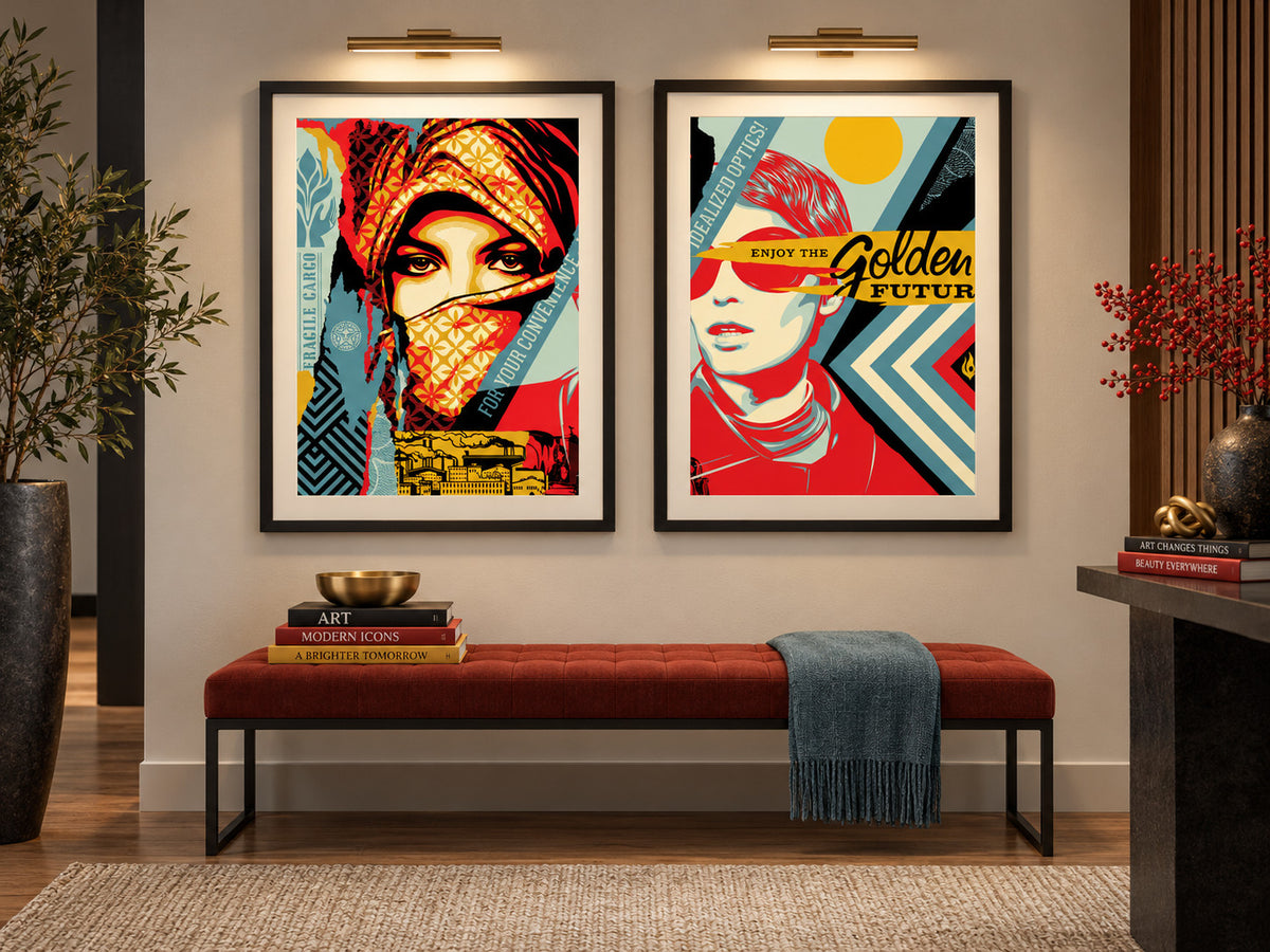 Shepard Fairey Golden Future for Some 2017 Signed Diptych Set 359/450 OBEY — listing photograph 4