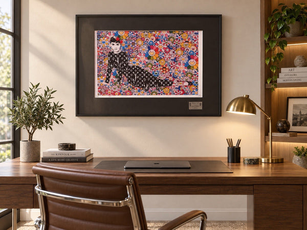 Death NYC Audrey Hepburn LV Murakami Flowers Signed 2020 Framed Pop Art