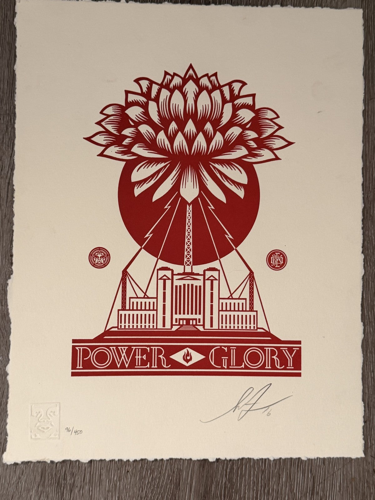 Shepard Fairey Power & Glory Signed Numbered Letterpress OBEY 2016 /450 18x24