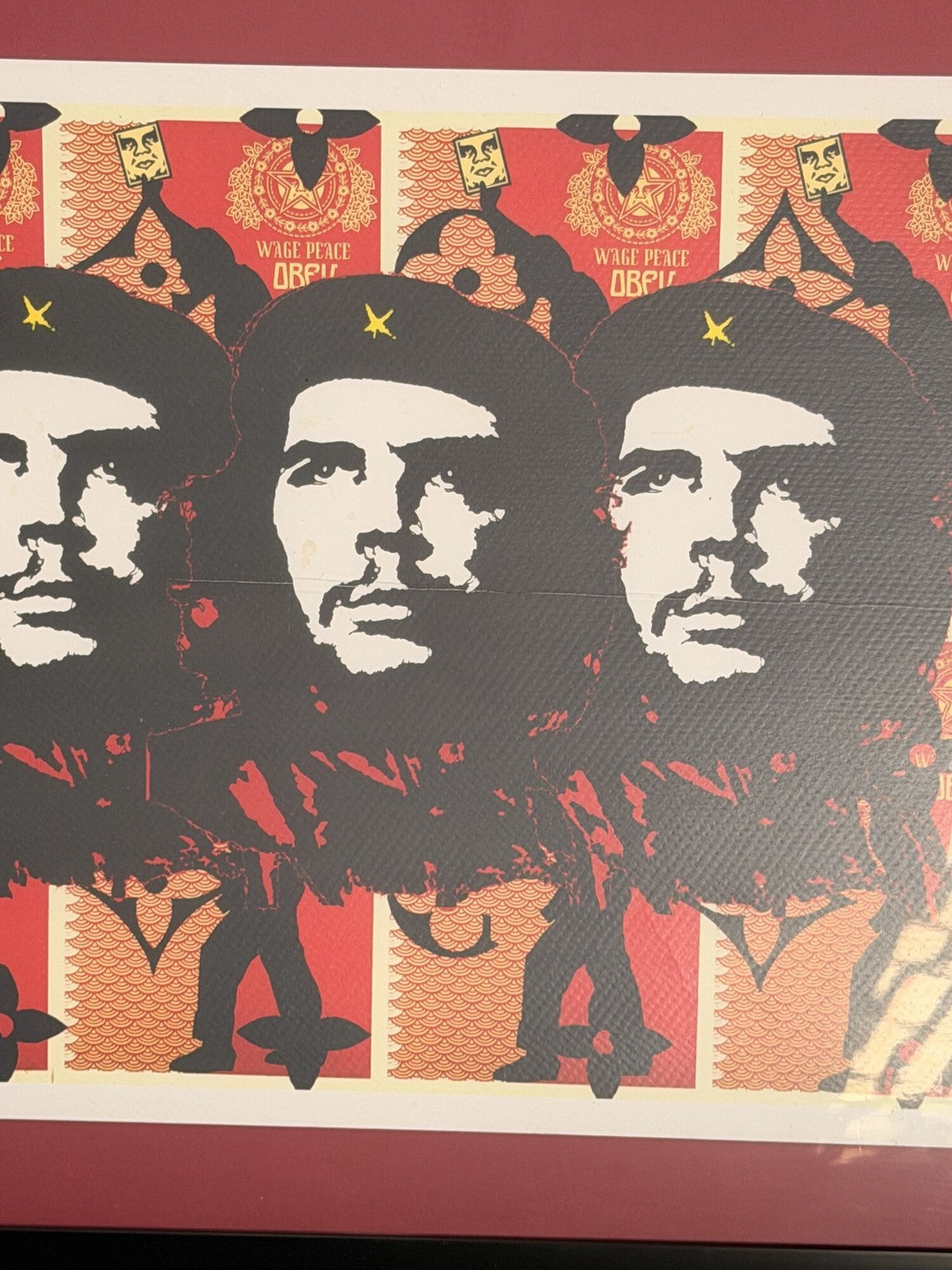 Framed Che Guevara "Wage Peace OBEY" Graphic Print, Marked 6/20