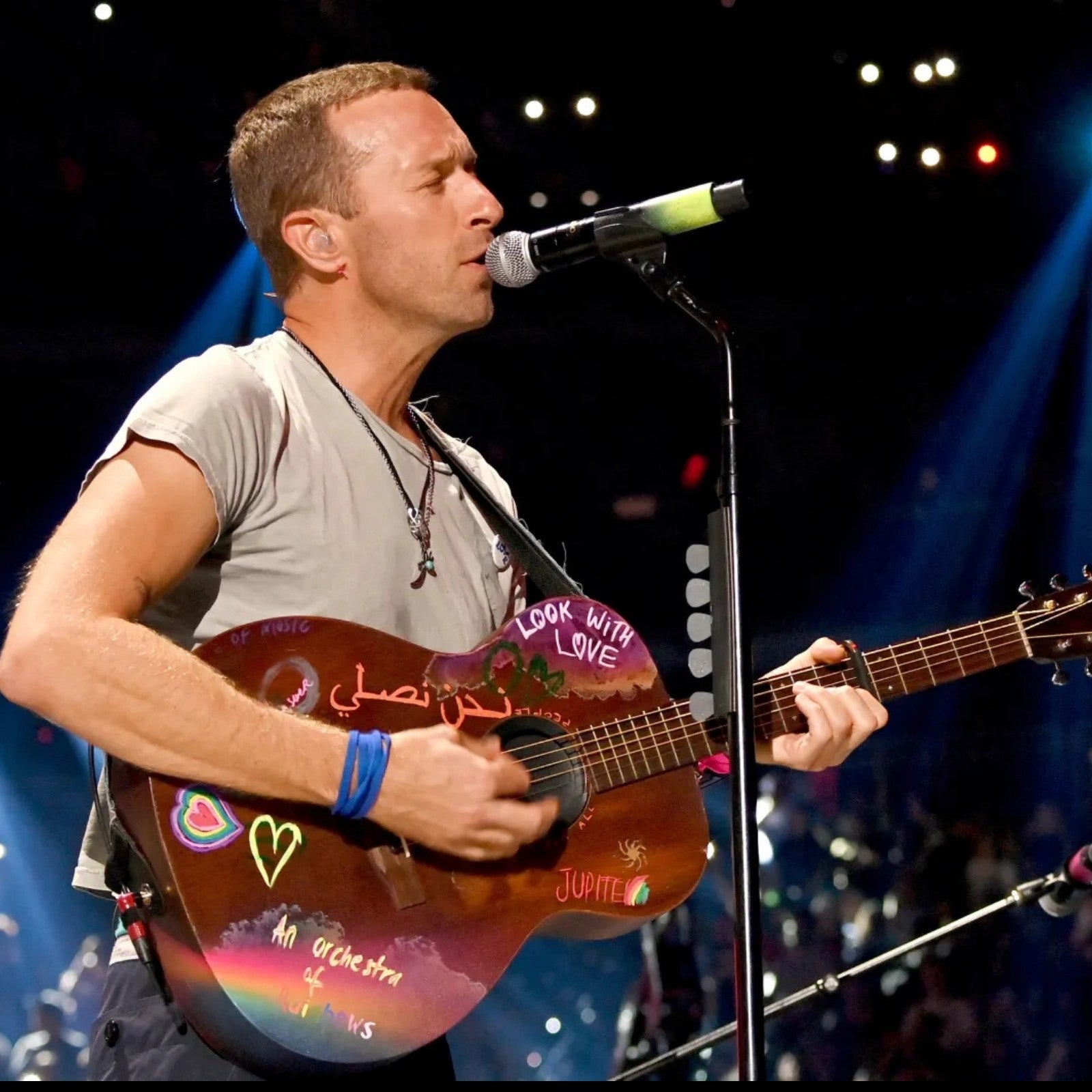 Coldplay Signed Acoustic Guitar Chris Martin Band JSA COA AQS2830