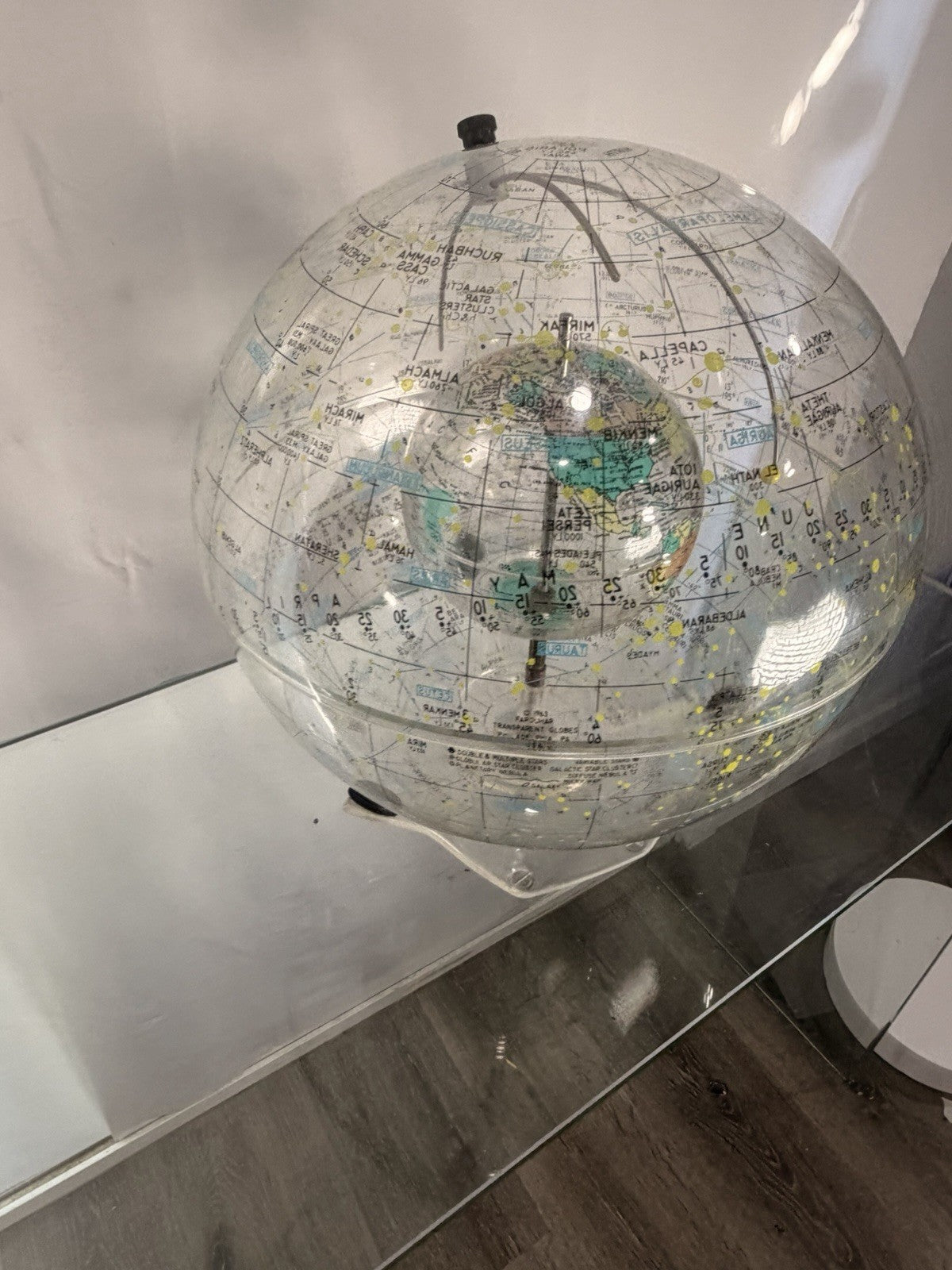 1963 Farquhar Earth in Space Transparent Celestial Globe 16" Compass VTG
