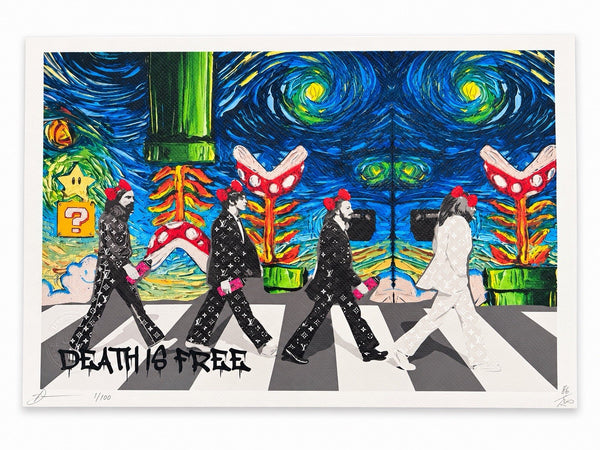 DEATH NYC Beatles Abbey Road Set 2 Prints Starry Night Video Game LV 1/100