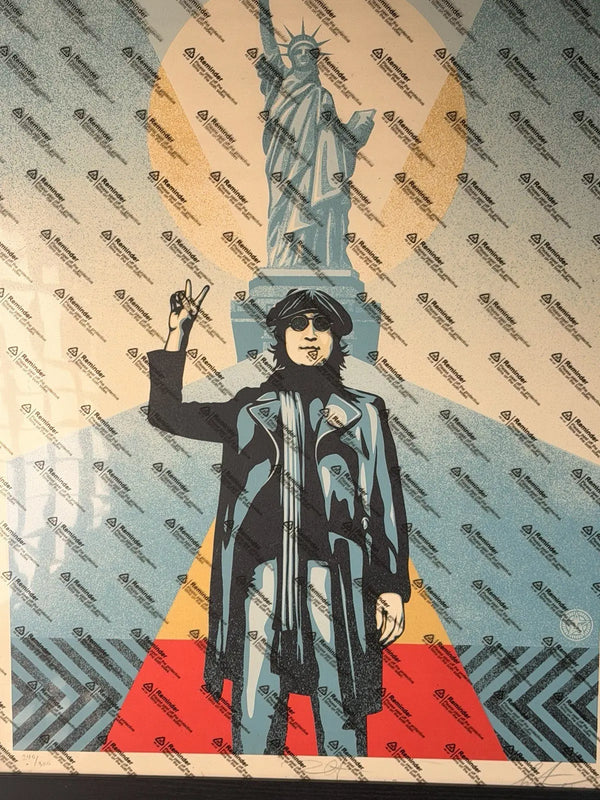 Shepard Fairey John Lennon NYC Peace Statue Liberty Signed OBEY Print 240/300