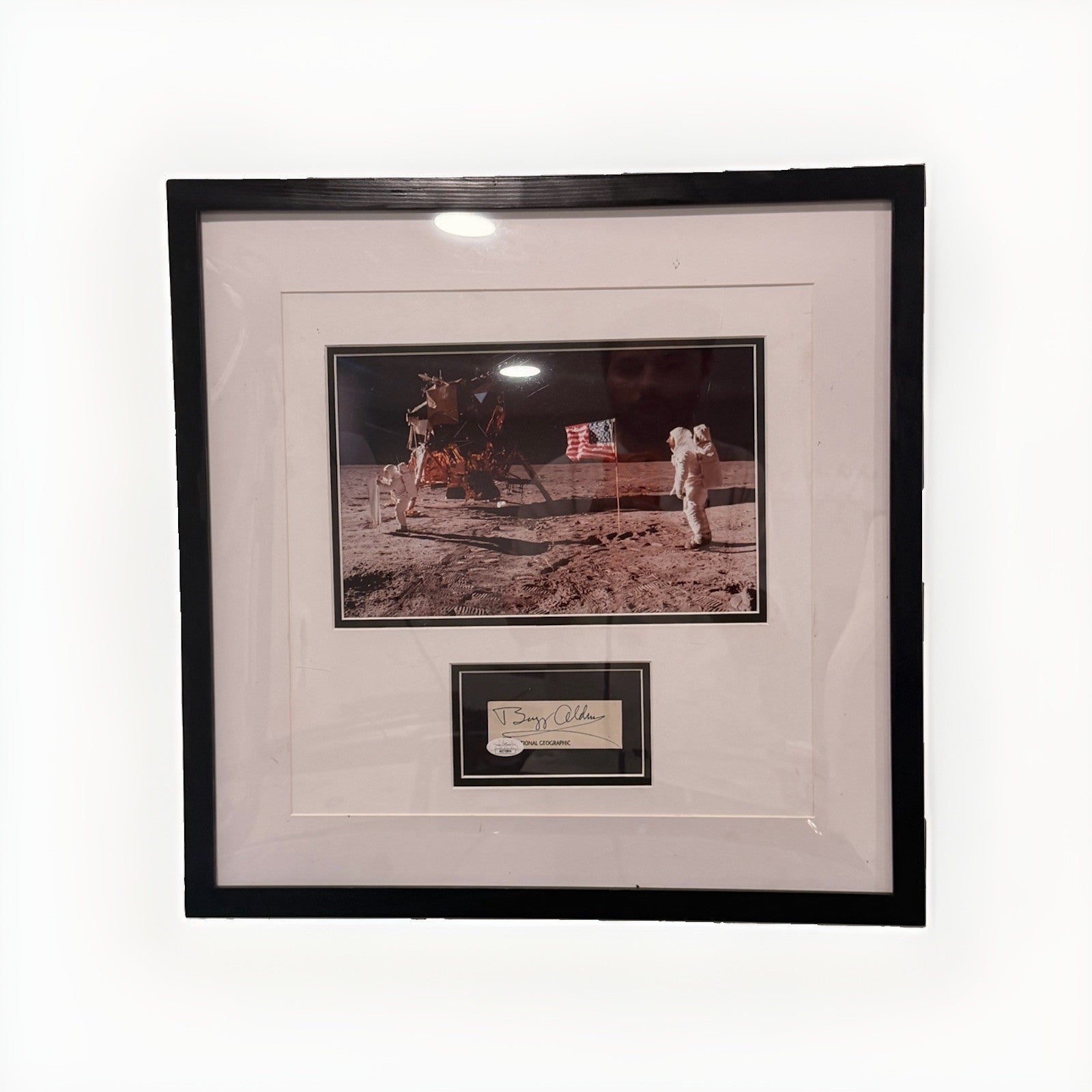Buzz Aldrin Signed Nat Geo Cut Framed Apollo 11 Display JSA AE72804