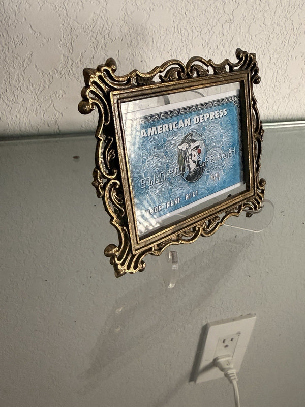 D*Face x Banksy "American Depress" Faux Credit Card Art, Dismaland 2015, Framed