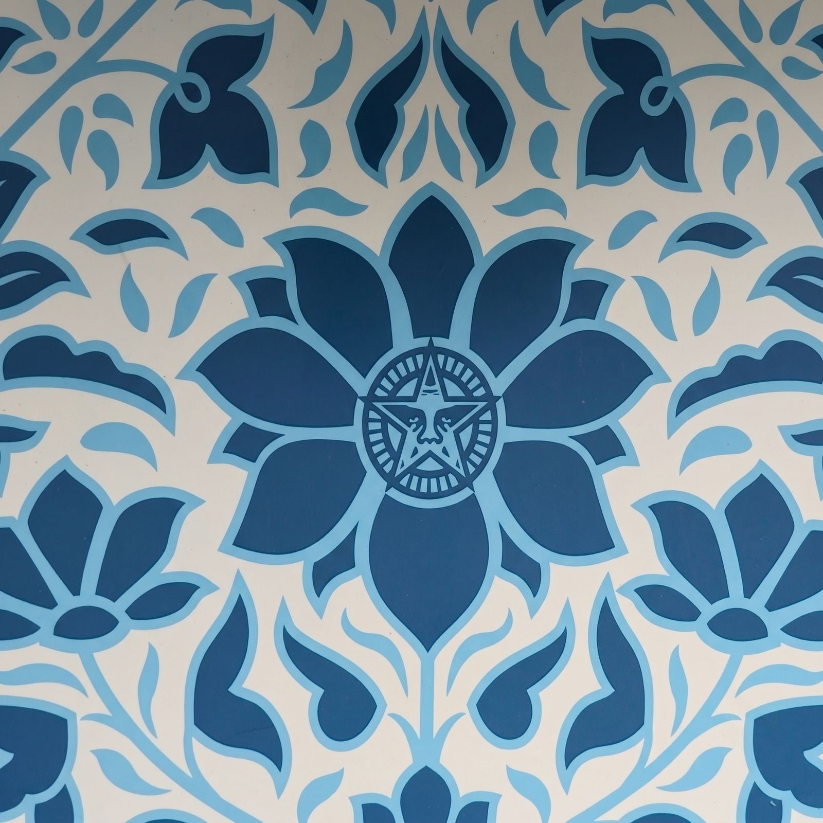 Shepard Fairey Signed Deco Floral Pattern (Blue) S/N Rare