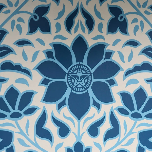 Shepard Fairey Signed Deco Floral Pattern (Blue) S/N Rare