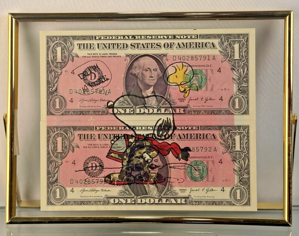 Death NYC — Snoopy & Woodstock on U.S. Dollar Diptych Signed LE