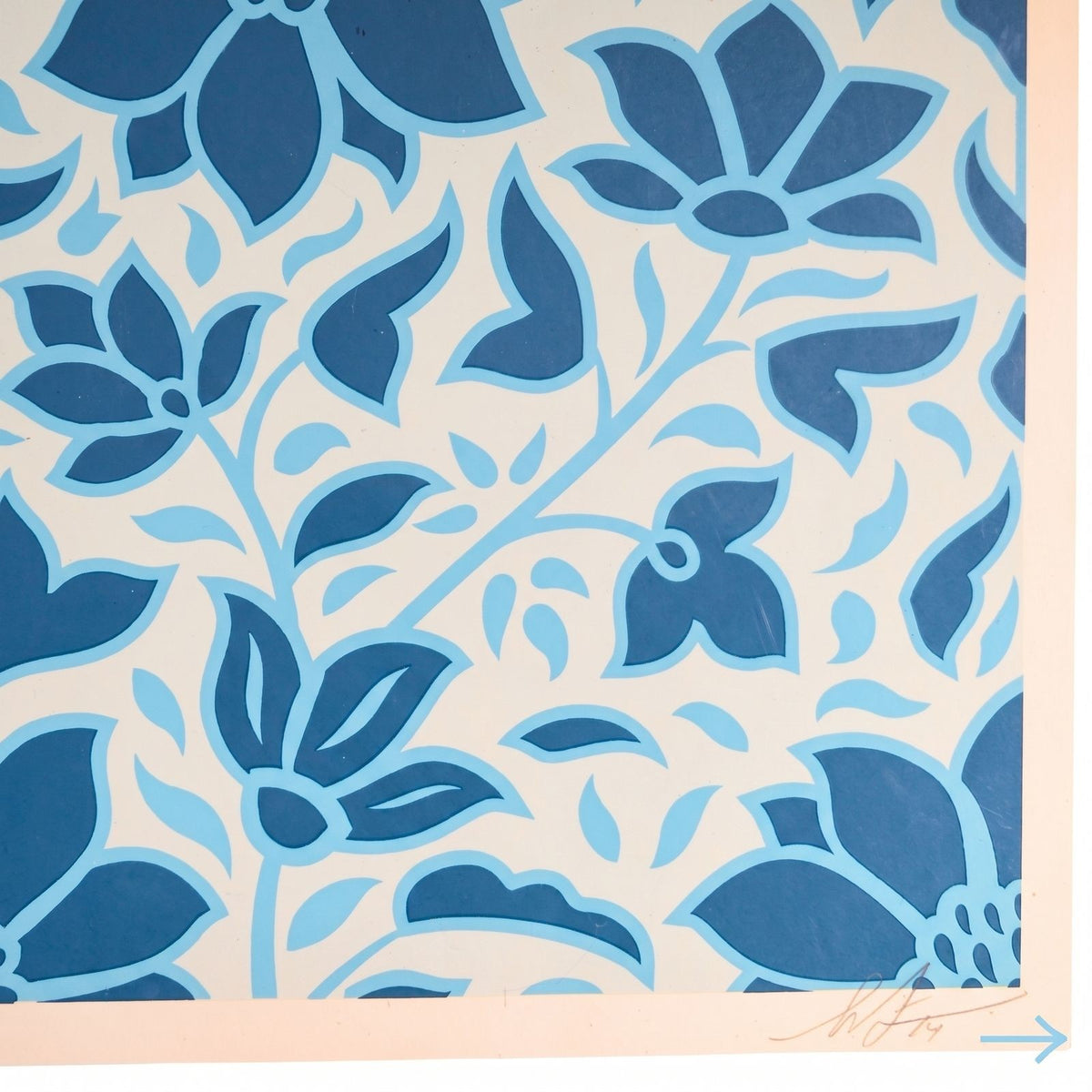 Shepard Fairey Signed Deco Floral Pattern (Blue) S/N Rare