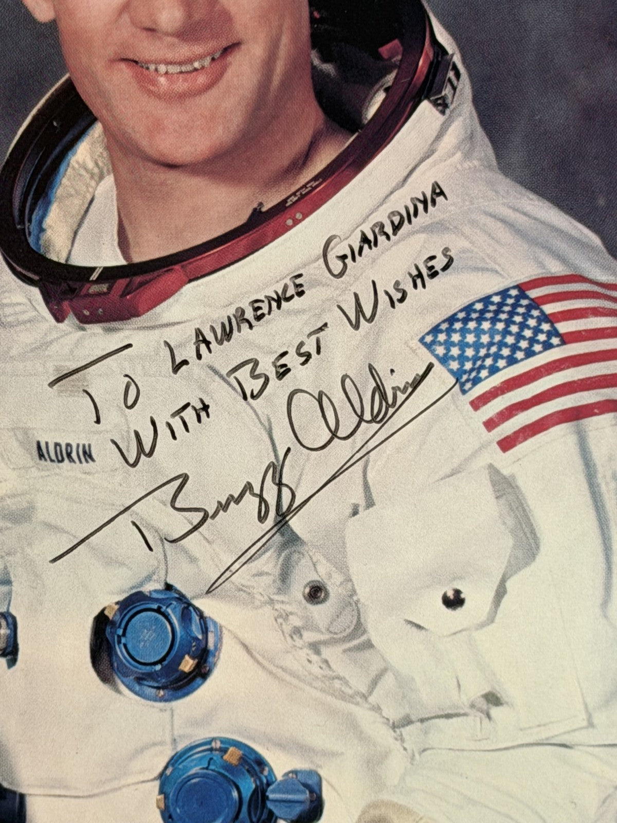Buzz Aldrin Signed NASA 8x10 Color Photo Personalized Framed JSA LOA