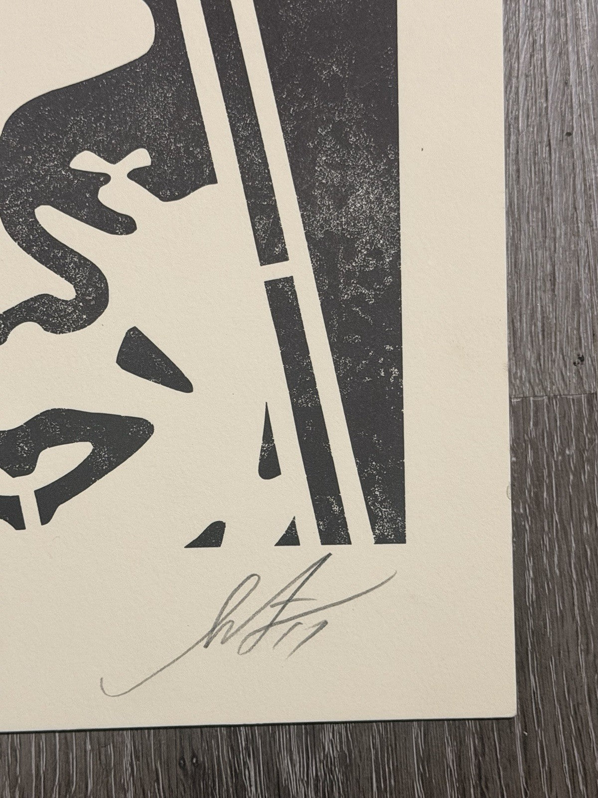 Shepard Fairey Signed OBEY Print 2017 Man in Beret Holding OBEY Icon Sign