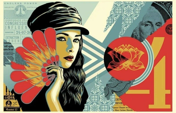 Shepard Fairey Fan The Flames 2019 Signed Numbered 302/550 24x36 OBEY Print — listing photograph 1