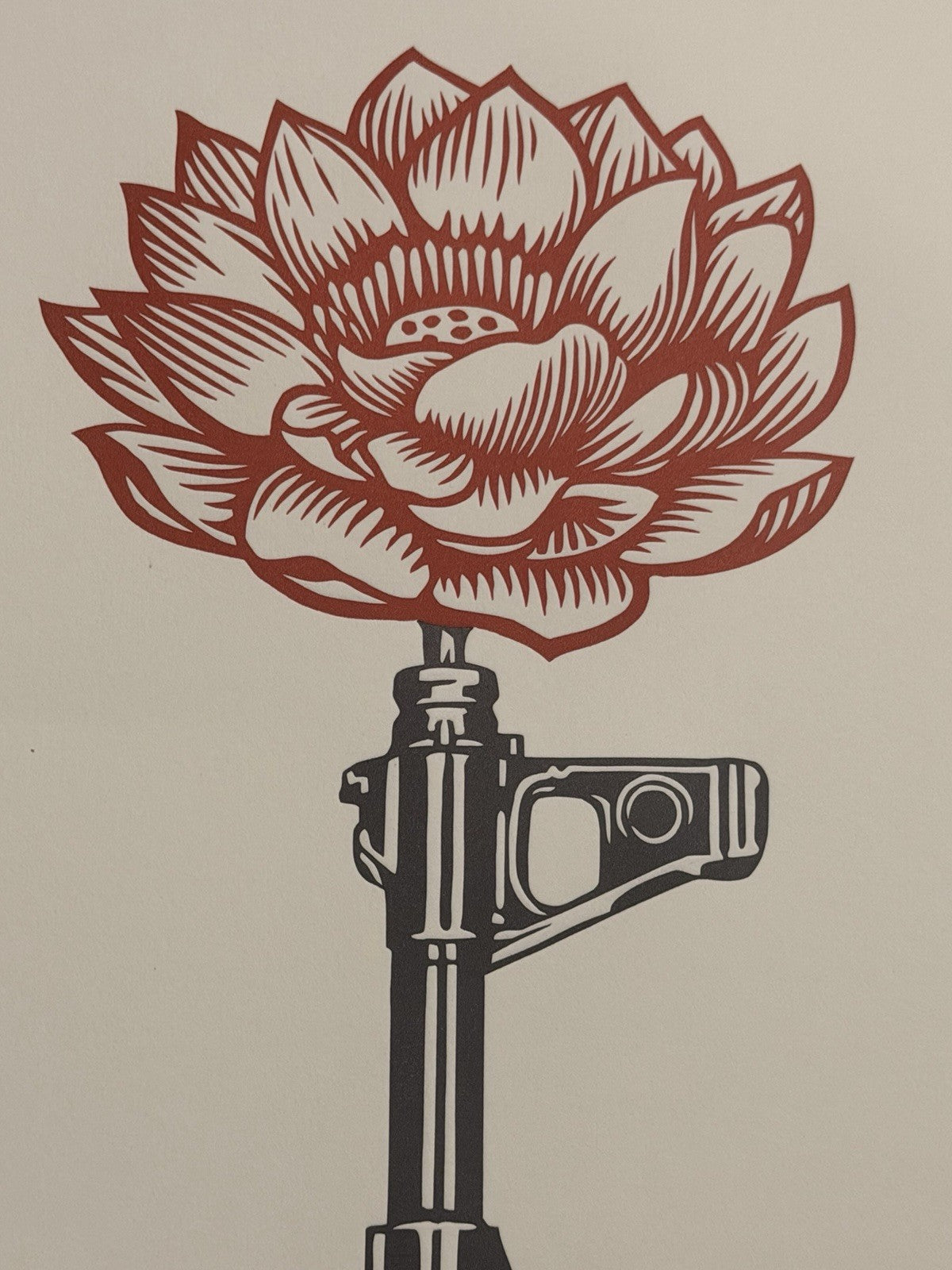 Shepard Fairey AK-47 Lotus Letterpress AP Signed 2021 10x13 Obey Giant Print