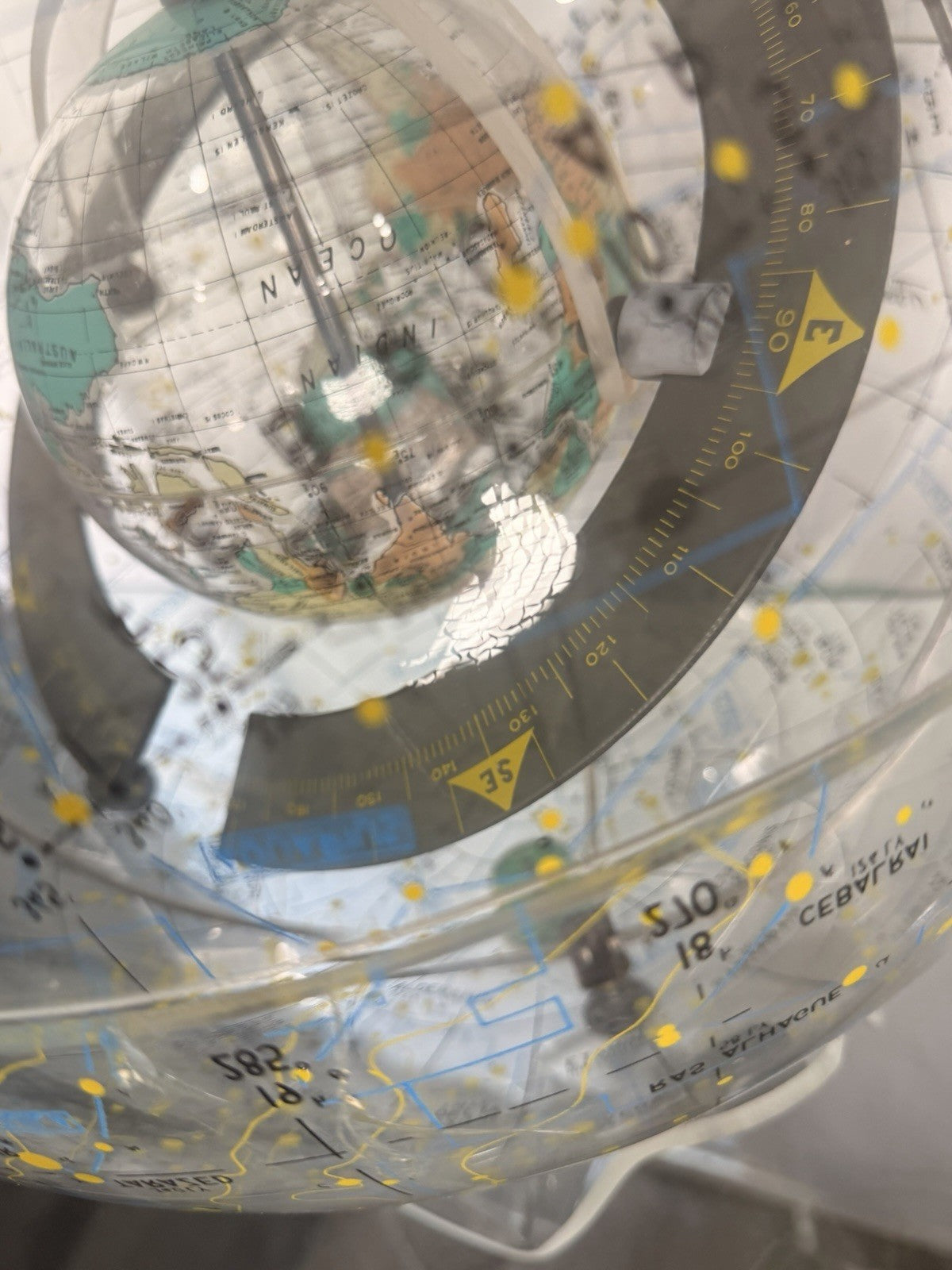 1977 Farquhar Earth in Space Transparent Celestial Globe 18" Horizon Ring
