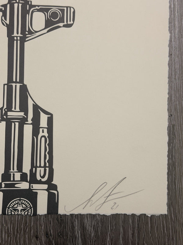 Shepard Fairey AK-47 Lotus Letterpress AP Signed 2021 10x13 Obey Giant Print