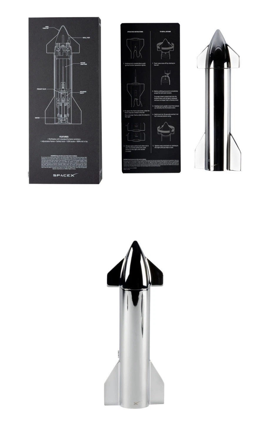 SpaceX Starship Torch 1:200 Scale Butane Lighter New In Box Official Sold Out