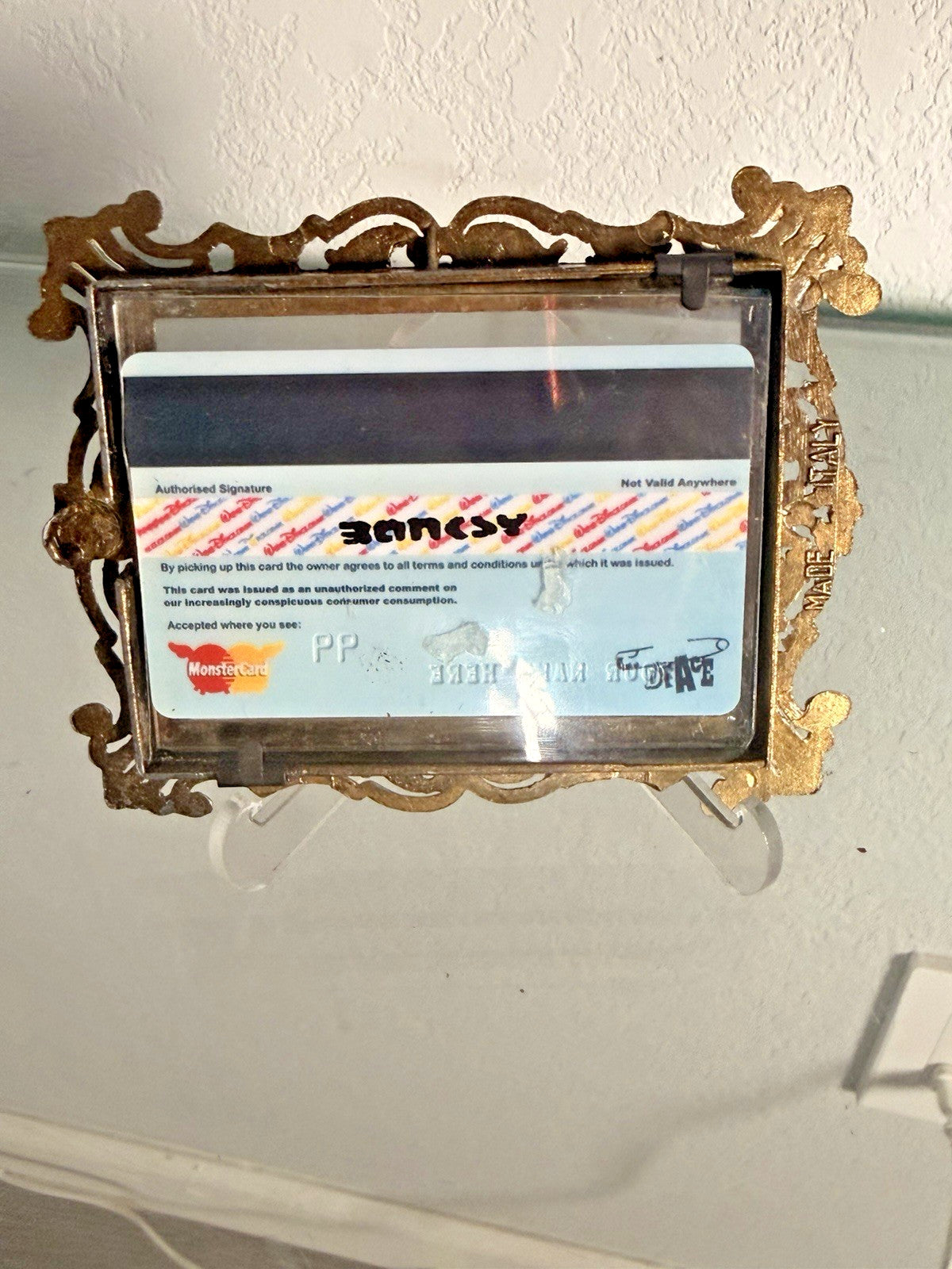 D*Face x Banksy "American Depress" Faux Credit Card Art, Dismaland 2015, Framed