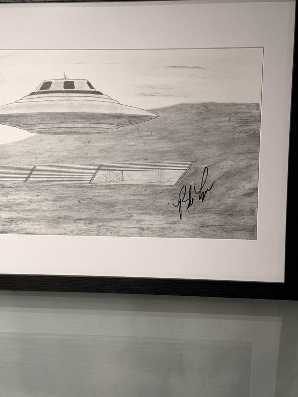 Bob Lazar Hand Signed Sport Model UFO Print Area 51 S-4 Framed 18x24