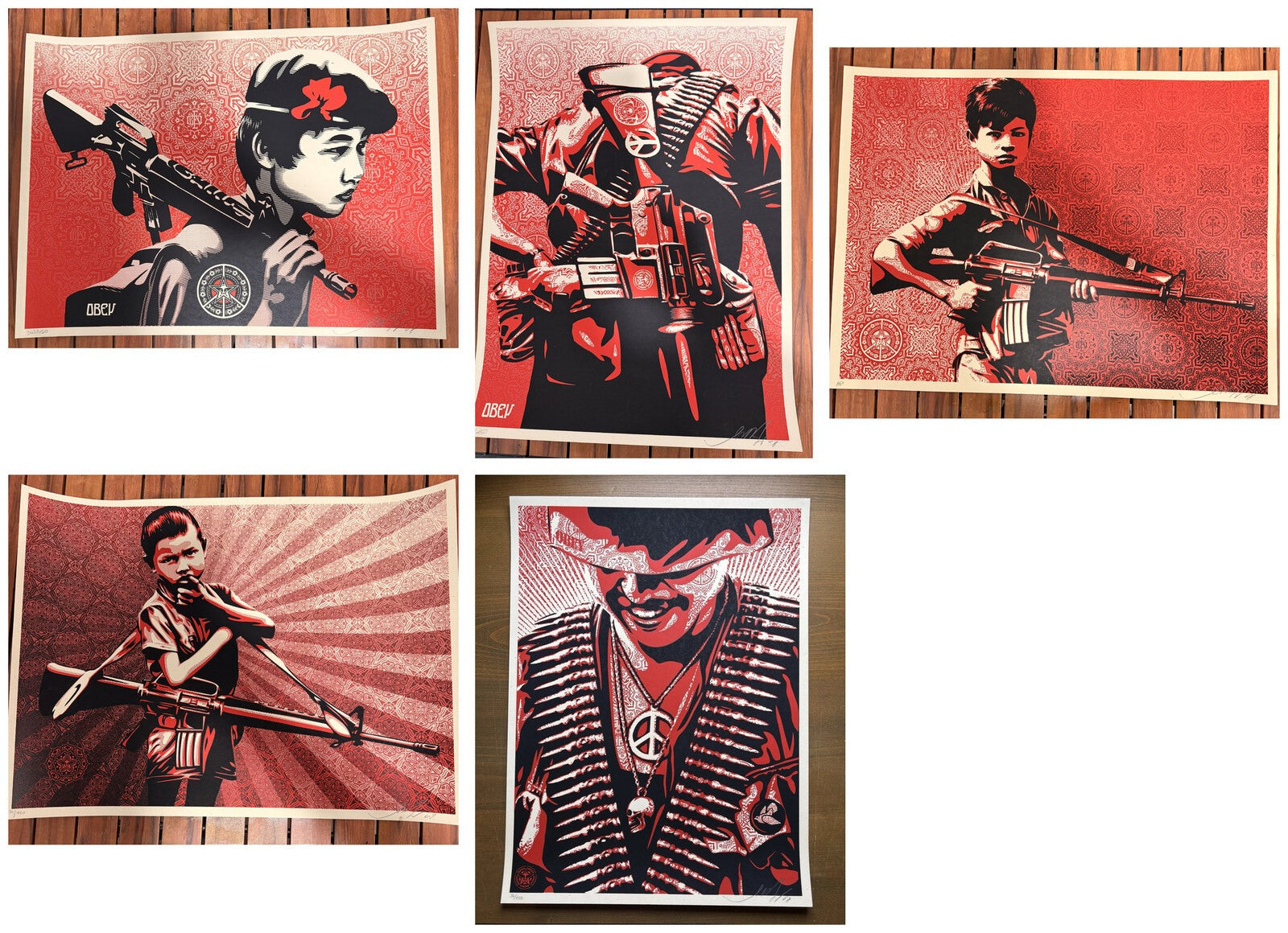 Shepard Fairey Duality of Humanity Complete Set of 5 Signed OBEY Print 18x24