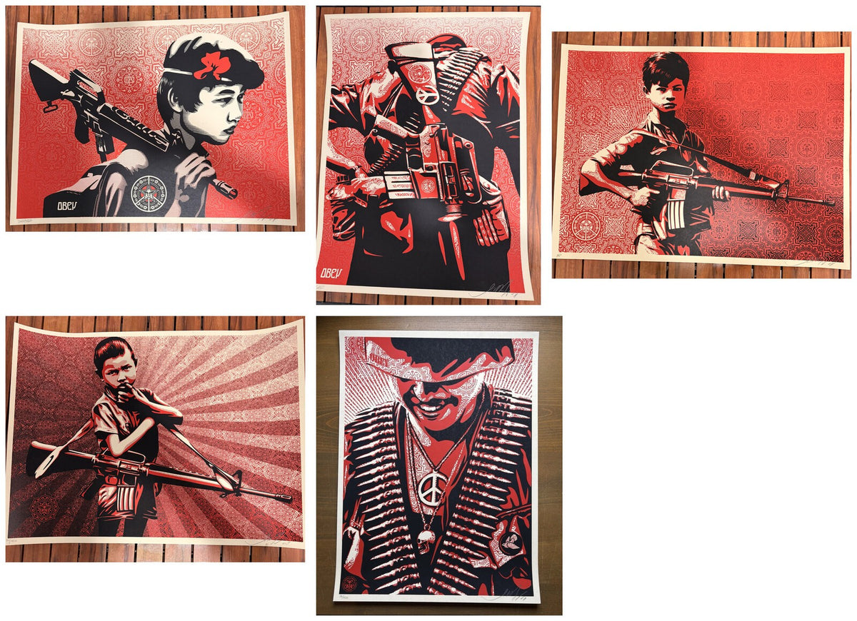 Shepard Fairey Duality of Humanity Complete Set of 5 Signed OBEY Print 18x24