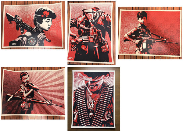 Shepard Fairey Duality of Humanity Complete Set of 5 Signed OBEY Print 18x24