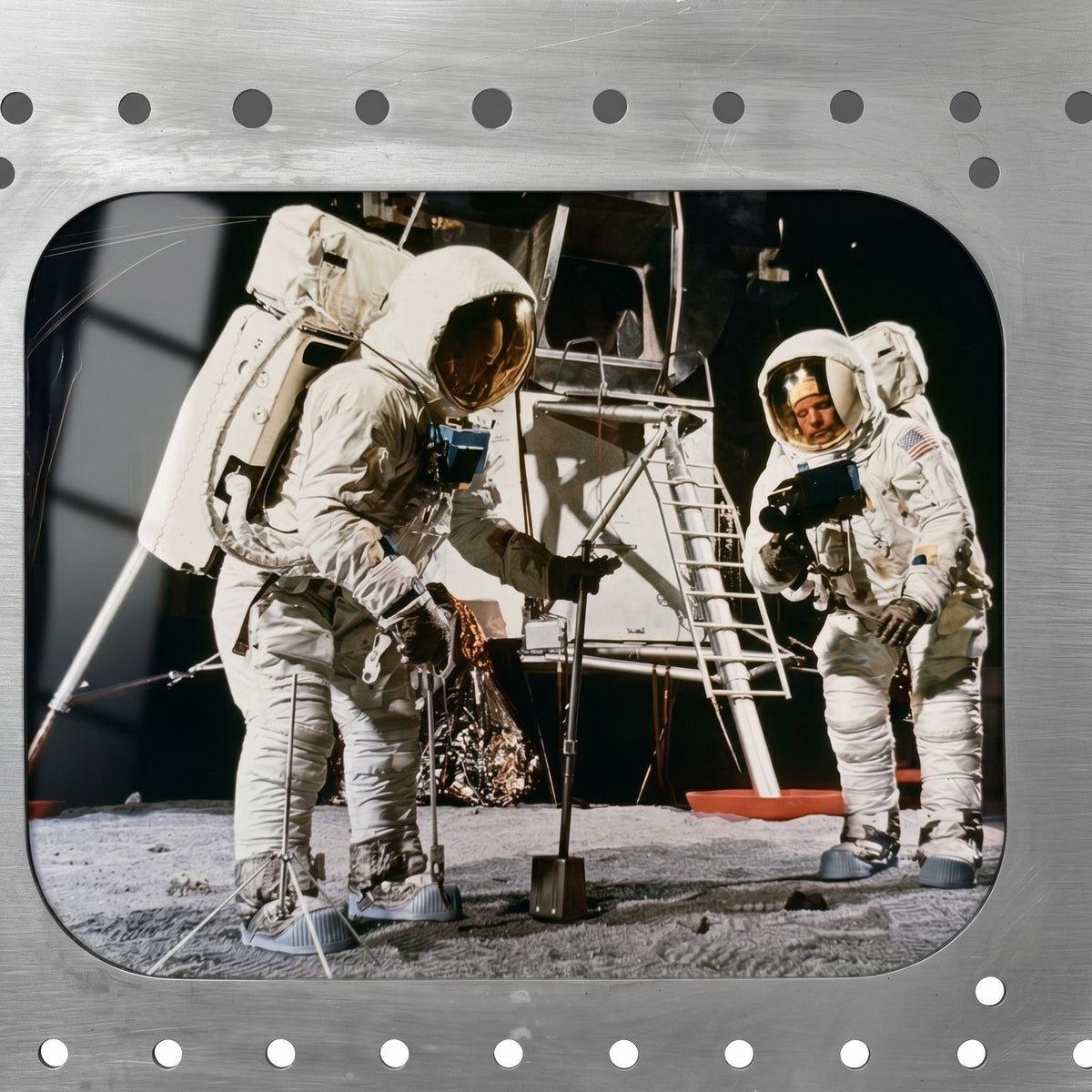 Apollo 11 Moon Landing 16x20 Photo in Distressed Frame - OOAK NASA Artwork